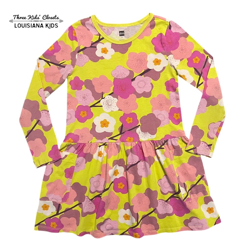 Tea Collection 5Y Japan Pink & Yellow Floral Pocket Dress